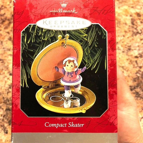 Vintage Hallmark Compact Skater Christmas ornament Christmas Reflection 1998 - Picture 1 of 8